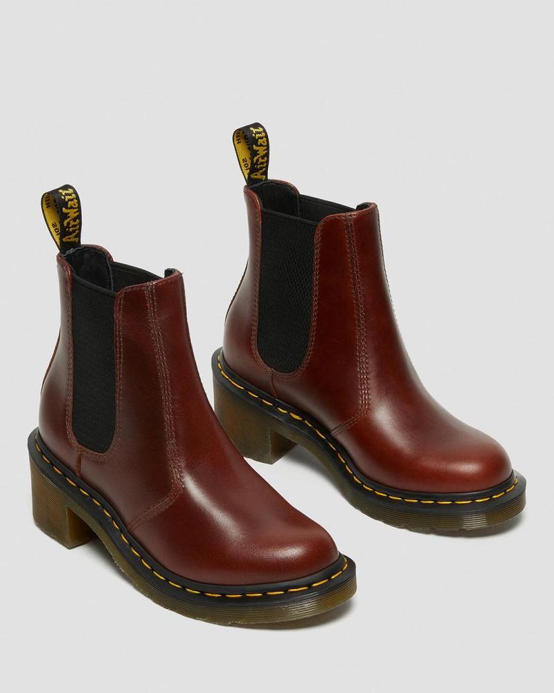 Women's Dr Martens Cadence Leather Heeled Chelsea Boots Brown | AU 122XYU